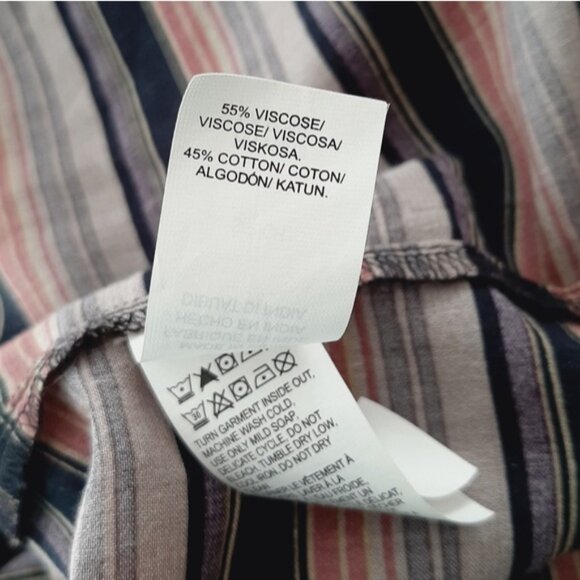 LUCKY BRAND Off-Shoulder Stripped Boho Folk Top Raw Hem Sz S Flawed - Picture 12 of 13